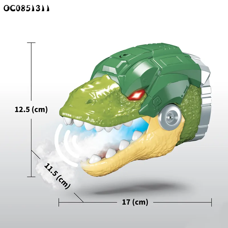 Wholesale Animal Spray Flash Light Music Dinosaur Head Pretend Plastic Dinosaur Toy for Kids