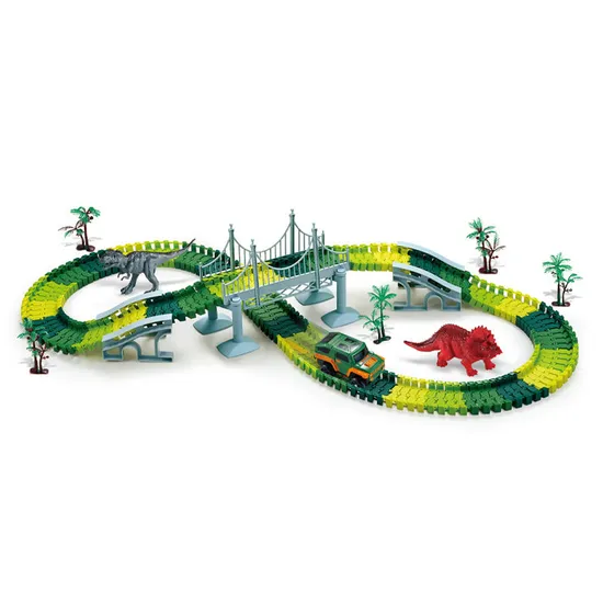 Plastic Dinosaur World Road Toy Car Race Tracks Assembly Toys Color Flexible Toys for Kids