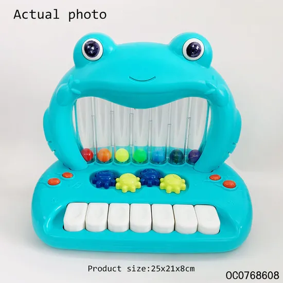 Wholesale Learning Montessori Cartoon Frog Light up Bouncing Ball Electric Music Piano Keyboard Toy