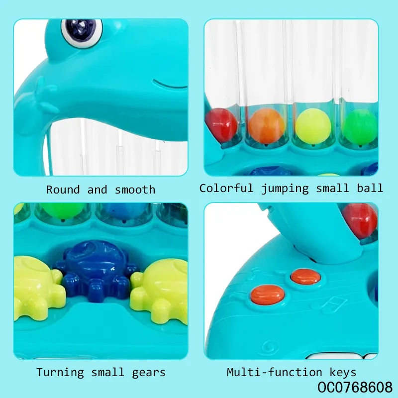 Wholesale Learning Montessori Cartoon Frog Light up Bouncing Ball Electric Music Piano Keyboard Toy
