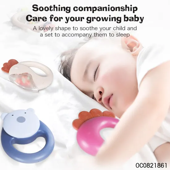 Custom Logo Sensory Toy New Born Baby Rattles Toys Plush Bear Gift Set Toy