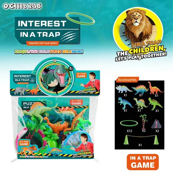 Realistic Solid Lifelike Plastic Dinosaur Model Toys Wholesale PVC Simulation Dinosaur Ring Toss Game Toy for Boys Interactive Game