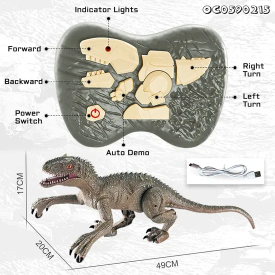 Movable Joint Velociraptor Toy Movable Head Animatronic Walking Dinosaur Anima RC Simulation Remote Control Toys for Kids