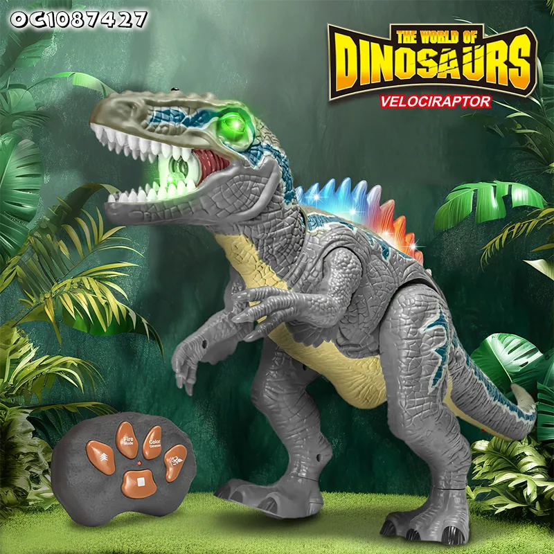 Spray Mist RC Robot Dinosaur New Remote Control Simulation Dinosaur Toy Model Moving and Walk Toy with Light and Sound for Wholesale