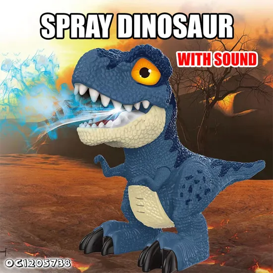 Simulation Sound Cute Cartoon Light up Animals Battery Operated Dinosaur Plastic Toys with Mist Spray for Boys Kids