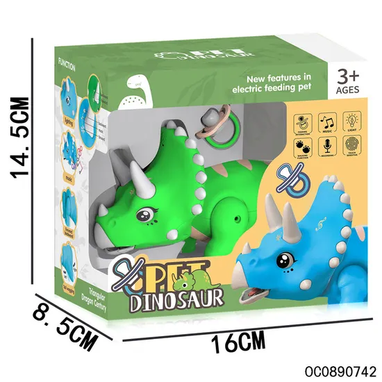 Lighted up Musical Triceratops Electric Toy Walking Dinosaur Toy with Voice Recording Toy