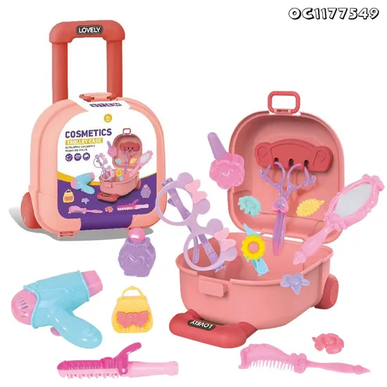 Wholesale High Quality Pretended Portable Beauty Makeup Play Game Make up Kids Girl Plastic Hair Salon Beauty Toys