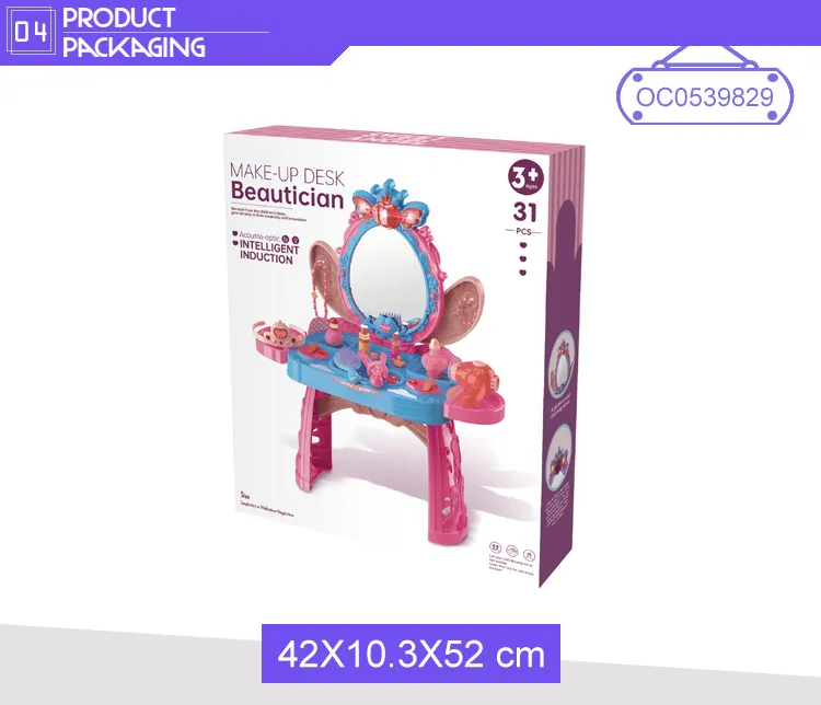 Wholesale Baby Cosmetic Girls Kids Hair Salon Beauty Set Toys Make up Kids Dressing Table Toy with Mirror