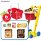 Eco Friendly Kids Plastic Home Supermarket Pretend Play Trolleys Toys Set Baby Foldable Shopping Cart with Wheels