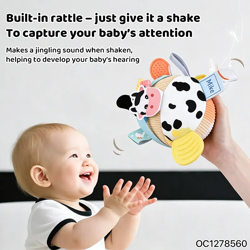 Wholesale Soft Sensory Hand Squeeze Stress Plush Stuffed Soft Ball Baby Teether Toy