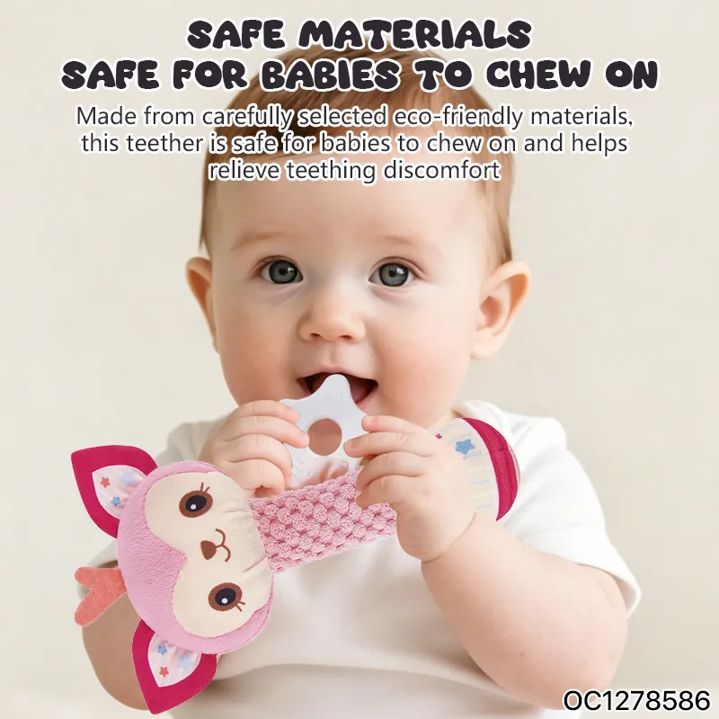 Funny Cute Shaking Hand Bells Set Infant Newborn Soft Teether Rattles Educational Comforter Toy Soothing Toy for 0 to 12 Months