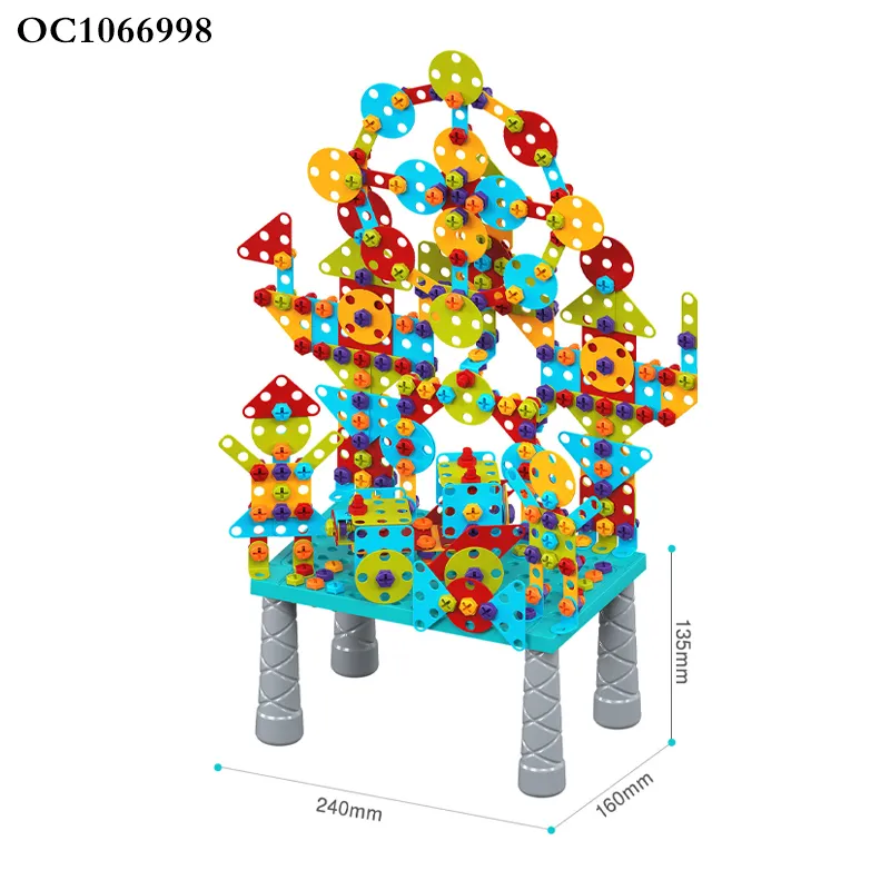 Wholesale Educational Montessori Popular DIY 490PCS Plastic Kids Plastic Building Blocks Set Table DIY Toy