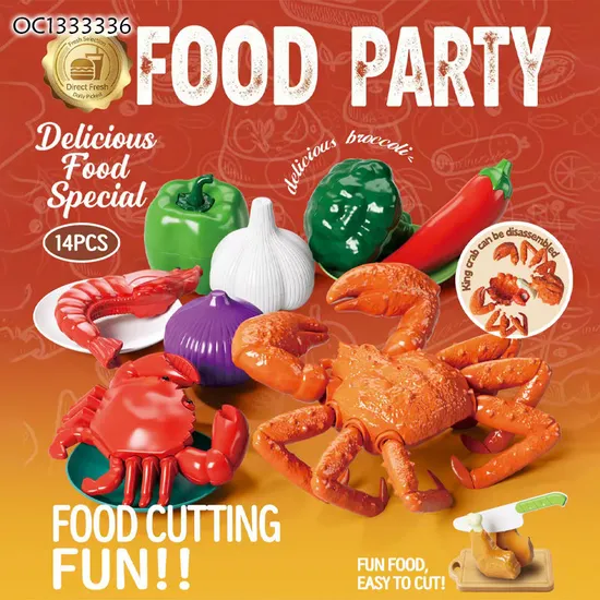 Wholesale Plastic Pretend Play Educational Sea Food and Vegetable Cutting Kitchen Simulation Toys for Kids