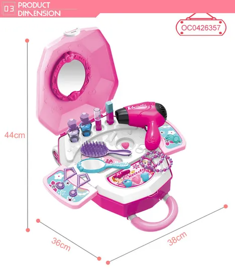 Wholesale Beauty 2 in 1 Electric Trolley Case Makeup Set Mini Cosmetic Toy for Girls Kids