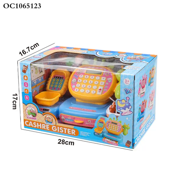 Shopping Game Toys Supermarket Pretend Play Checkout Checking Counter Kitchen Set Toy for Kids with Fruit Accessories