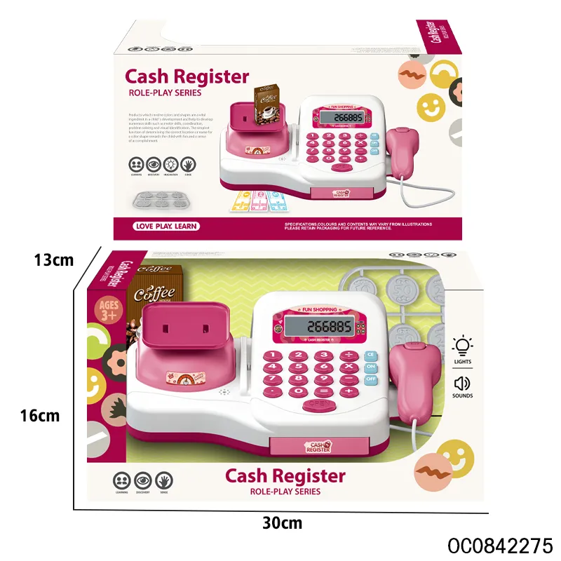 Electronic Cash Register Checkout Play Toy Supermarket Simulation Cash Register Toy with Scanner