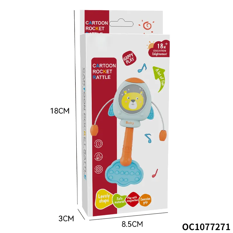 Wholesale Montessori Baby Hand Shake Rattle Teether Silicone Chewing Plastic Baby Toy