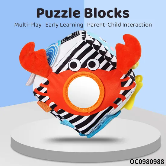 Coqnitive Enlightenment Montessori Toys New Baby Developmental Soft Clothes Sensory Rattle Ball Toys with Sound for Babies