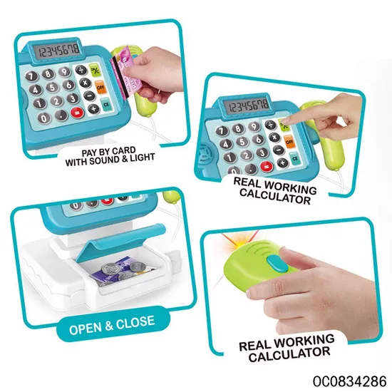 Supermarket Cashier Plastic Pretend Play Preschool Model Toy for Kids