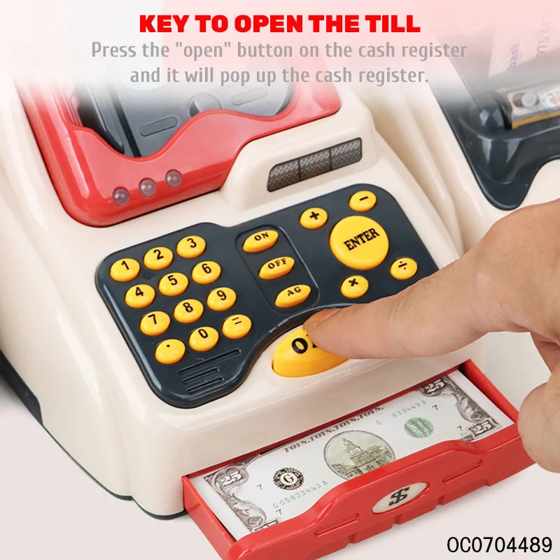 Plastic Pretend Play Home Big Supermarket Electronic Kids Cash Register Toys