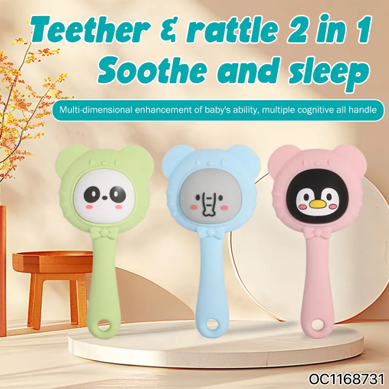 Wholesale Montessori Lovely Sensory Teether Rattle Set Baby Food Silicone Teether Toy