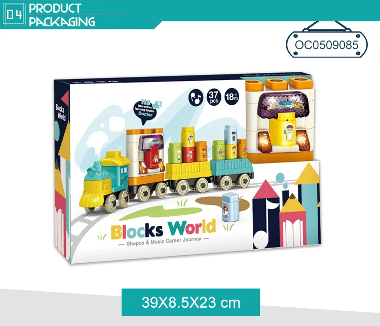 Montessori Educational Creative Music Big Size Plastic Building Blocks Train Toys for Kids