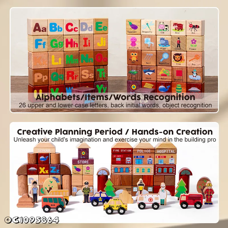 Wholesale 2025 New Animal-Themed Montessori Educational Building Block Set Wooden Balance Toys