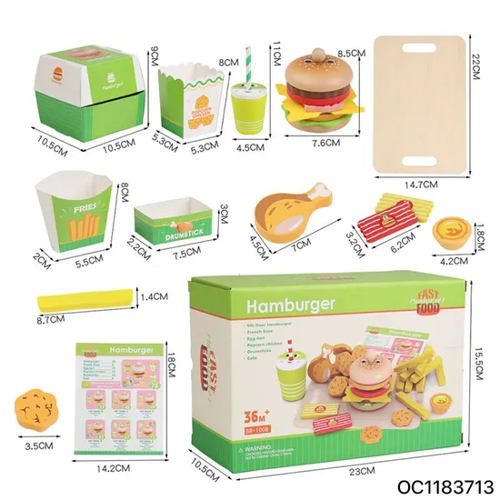 Wholesale Funny Role Play Big Pretend Plastic Play House Preschool Children Wooden Fast Food Kitchen Cooking Toys Set