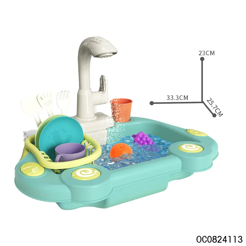 Wholesale Pretend Play Vegetable Washing Tableware New Vegetable Fruit Food Spray Sink Kitchen Toy for Kids