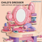 Wholesale Pretend Play Kids Hair Salon Cosmetic Beauty Set Toy Make up Mirror Dressing Table Pink Makeup Toys for Girls Children with Music