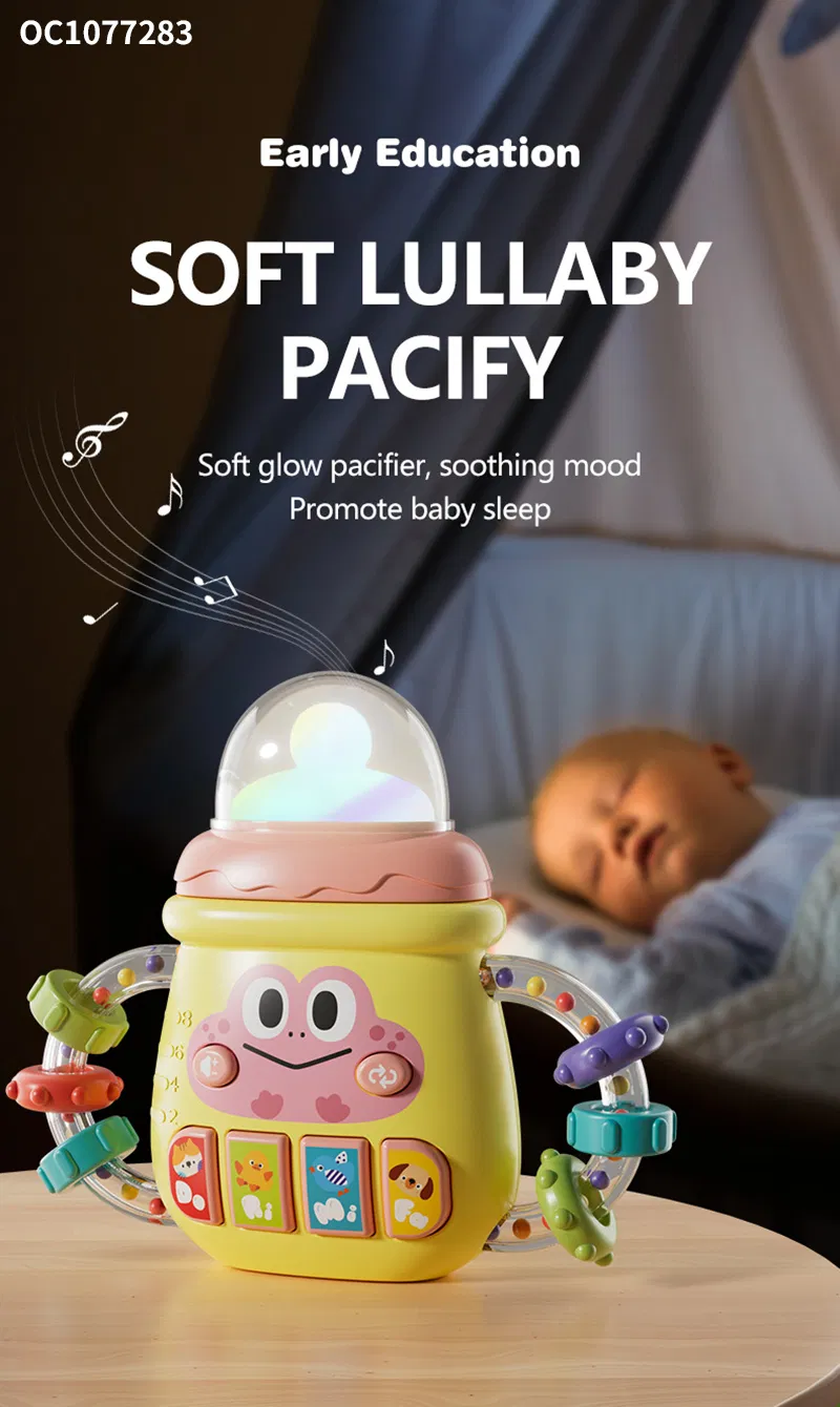 Wholesale 2in1 Baby Sensory Toys Rattle Plastic Electric Baby Teether Silicone Chewing Toy for Baby Toys with Music