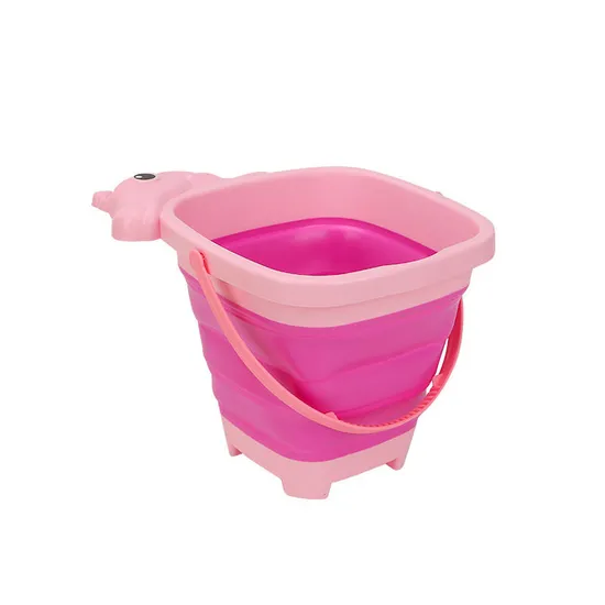 Wholesale Pink Animals Made Foldable Silicone Sand Fun Summer Beach Sand Toys for Kids
