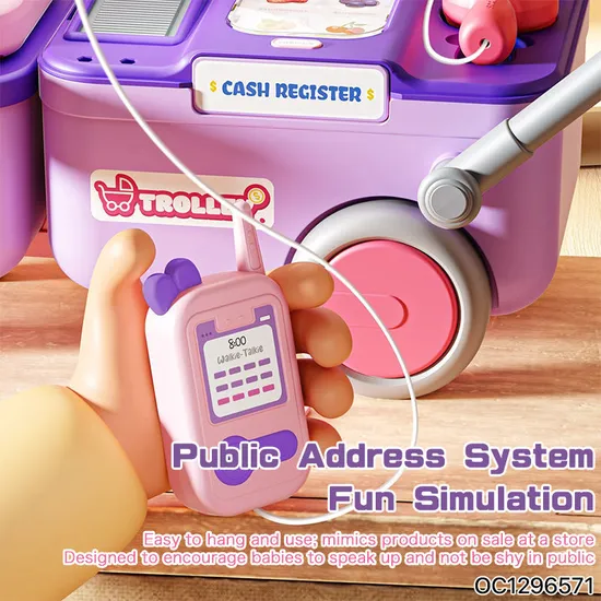 Pretend Battery Operated Supermarket Checkout Counter Mini Food Toy Miniature Plastic Cash Register Fruit Store Toy with Scanner