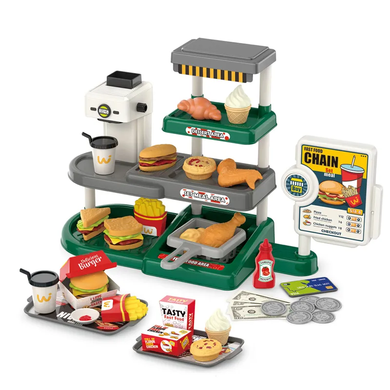 Wholesale Funny Pretend Play Children's Plastic Mini Kitchen Fast Food Shop Toys