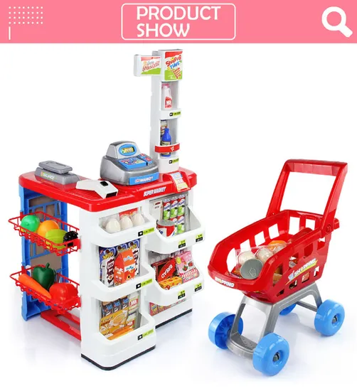 Pretend Kitchen Play Set Kids Supermarket Toy