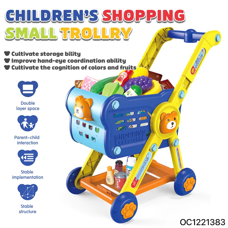 Wholesale Simulation Plastic Fruit and Vegetable Supermarket Accessories Pretend Toy Shopping Cart Toy