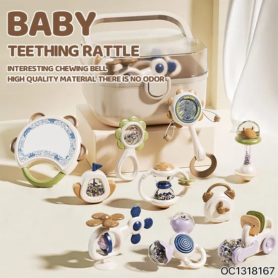 Wholesale Newborn Baby Montessori Gift Set Teether Rattle Educational Silicone Soft Sensory Toy
