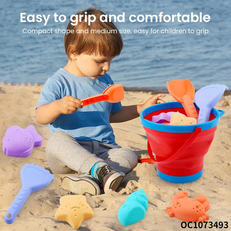 Wholesale Plastic Beach Outside Kids Beach Bucket and Spade Silicone Summer Play Sand Toy