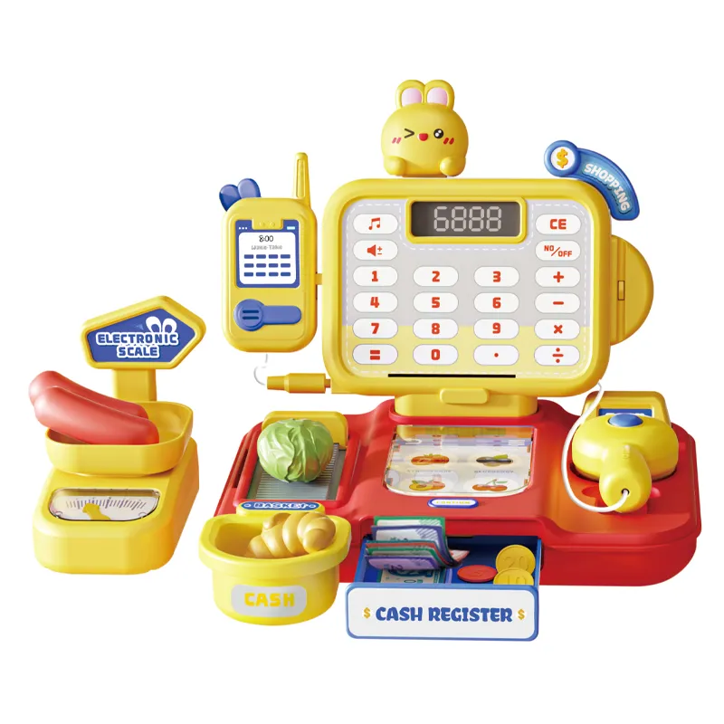 Electronic Cash Register POS Machine with Scanner Toys for 4 Years Girl Kitchen Supermarket Play Equipment Set Toys for Big Wholesale