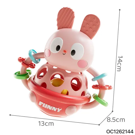 Wholesale Cartoon Animal Shape Teether Rattles Rabbit Baby Tumbler Soft Sensory Roly Poly Silicone Plastic Baby Toys