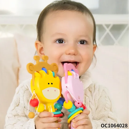 Wholesale Baby Hand Shake Teether Rattle Musical Light up Plastic Baby Montessori Sensory Toys