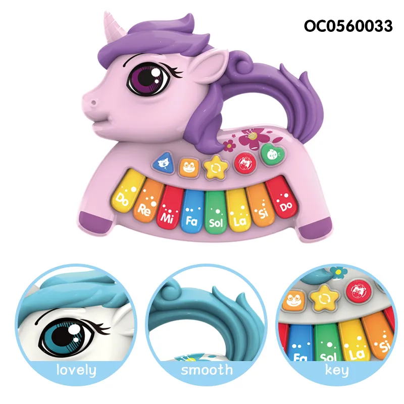Wholesale Children Cartoon Horse Electronic Piano Educational Rainbow Keyboard Toy for Children