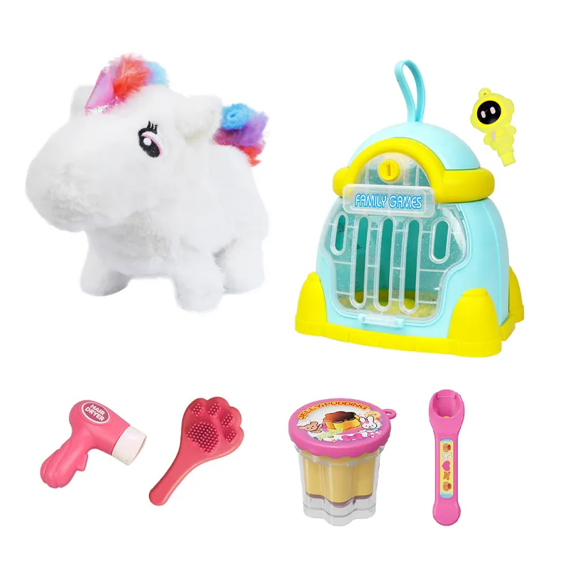 Wholesale Customized Walking Pretend Play Pet Custom Cute White Plush Electric Rocking Horse Stuffed Animal Toy