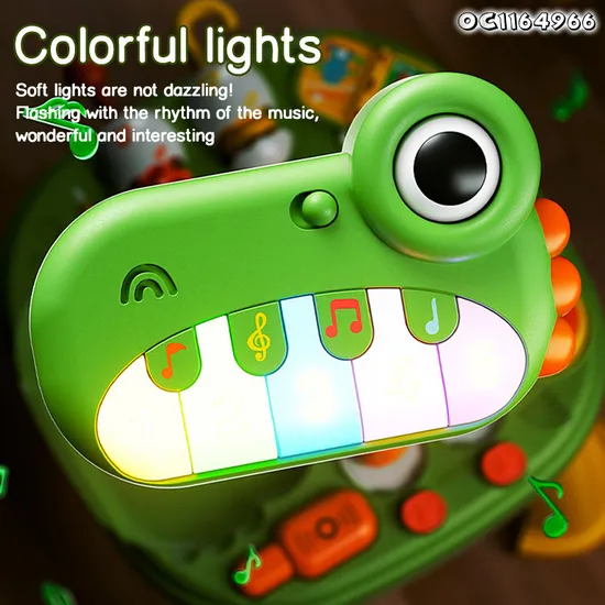 Wholesale Plastic Electric Light-up Keyboard Musical Instruments Children Sensory Musical Frog Piano Learning Toys for Kids with Colorful Lights