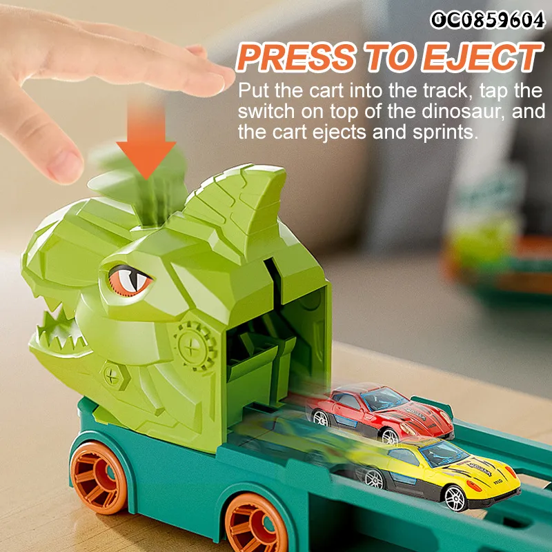 Wholesale Diecast Dinosaur Trucks Race Rail Car Track Children's Toy Kids Alloy Car Set