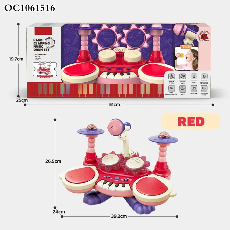 Wholesale Educational Happy Electronic Piano Keyboard Cheap Musical Instruments Toy Drum for Kids with Light