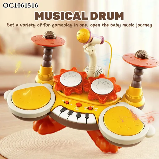 Wholesale Educational Happy Electronic Piano Keyboard Cheap Musical Instruments Toy Drum for Kids with Light
