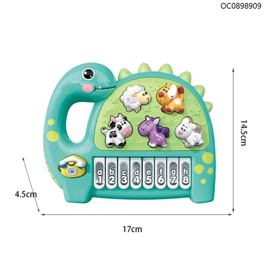 Wholesale Dinosaur Piano Musical Instruments Battery Operated Light-up Keyboard Toy for Kids