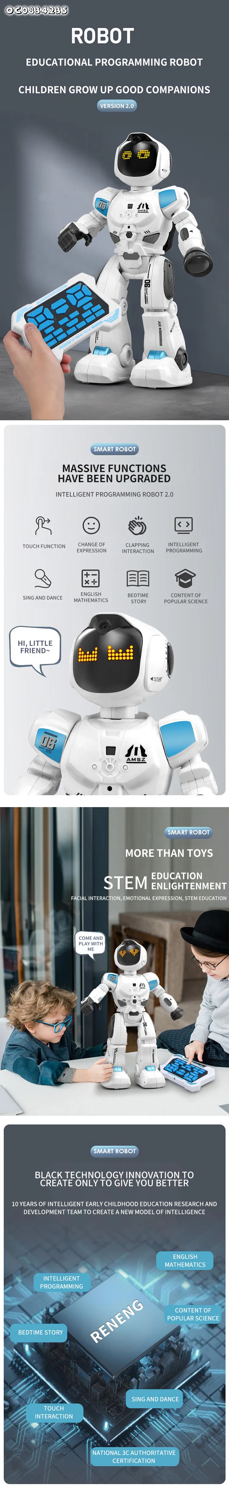 Wholesale Educational Smart Learning Interactive Education Intelligent Remote Control Robotics Toys for Kids