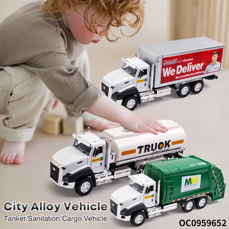 Wholesale Diecast 12PCS Metal Model Electric Truck Model 1: 50 Toys with Light Sound